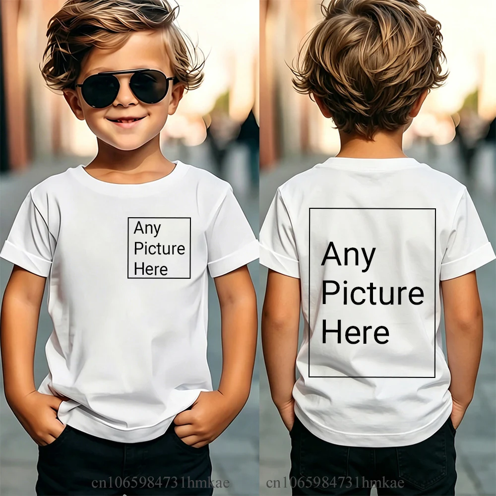 Custom Kids T‑Shirts Front Back Print Personalized Customized Boy Short Sleeve T‑shirt Custom Photo Text Logo Tee For Boys