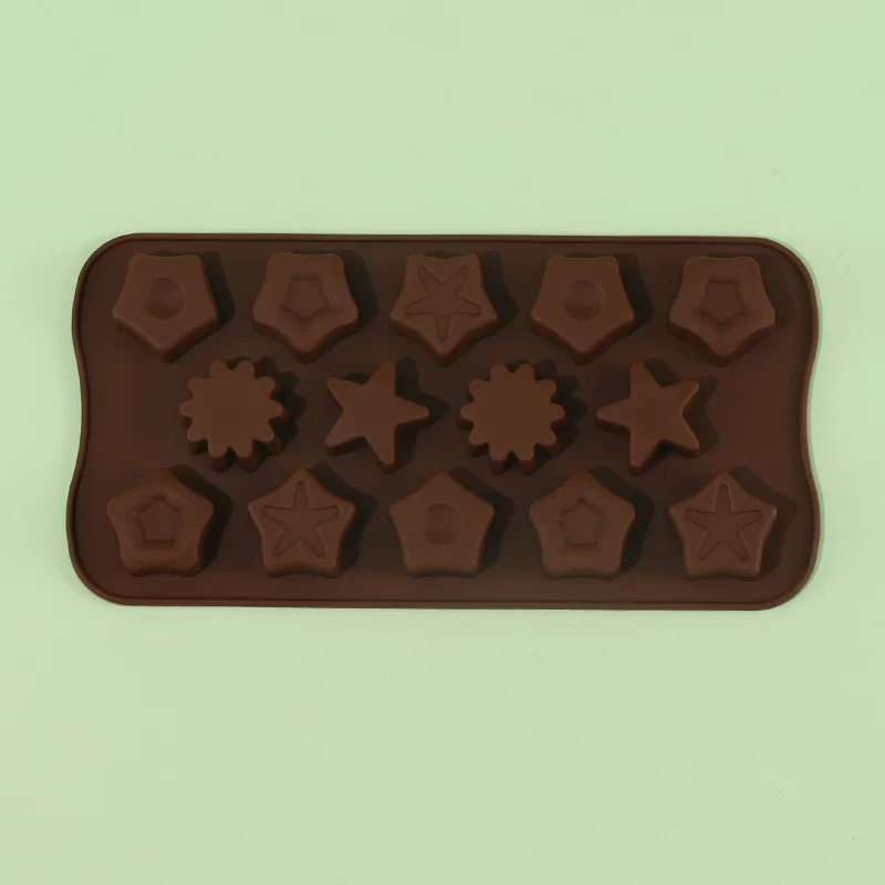 14 Holes Chocolate Mold Fudge Ice Cube Silicone Mold Tray Five-pointed Star Chocolate Mold Cookie Accessories