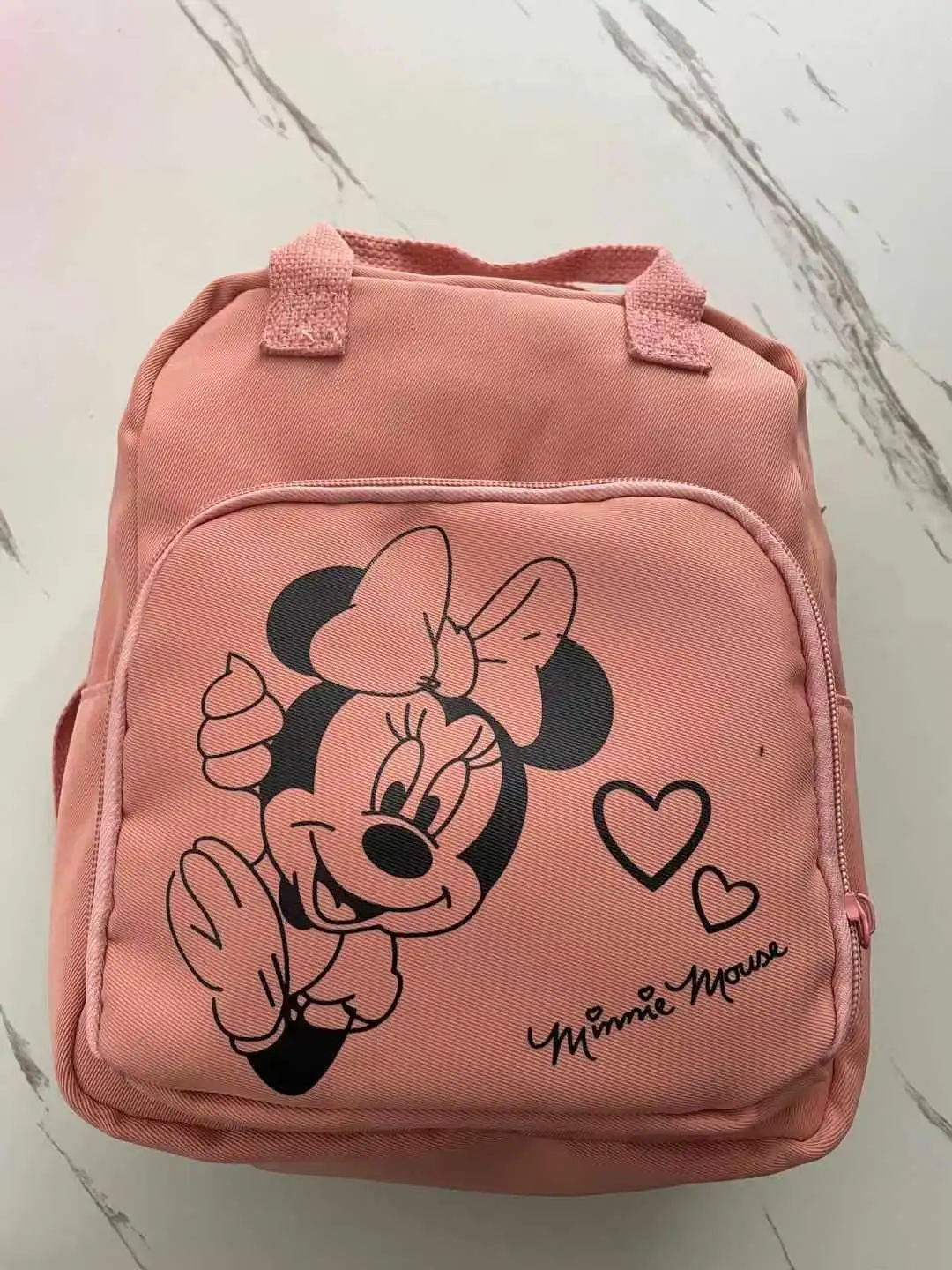 Disney-mochila de dibujos animados de Minnie para niños, bolso de hombro para niña pequeña, regalo para niños