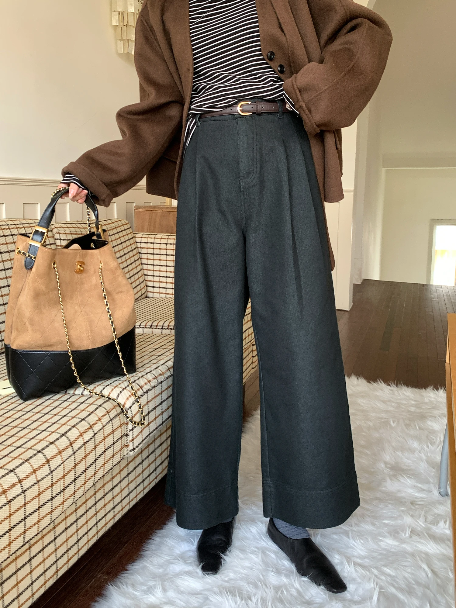 

NAZ прямые повседневные джинсовые брюки с высокой талией, корейские модные девять очков, осенние женские джинсы больших размеров для отдыха