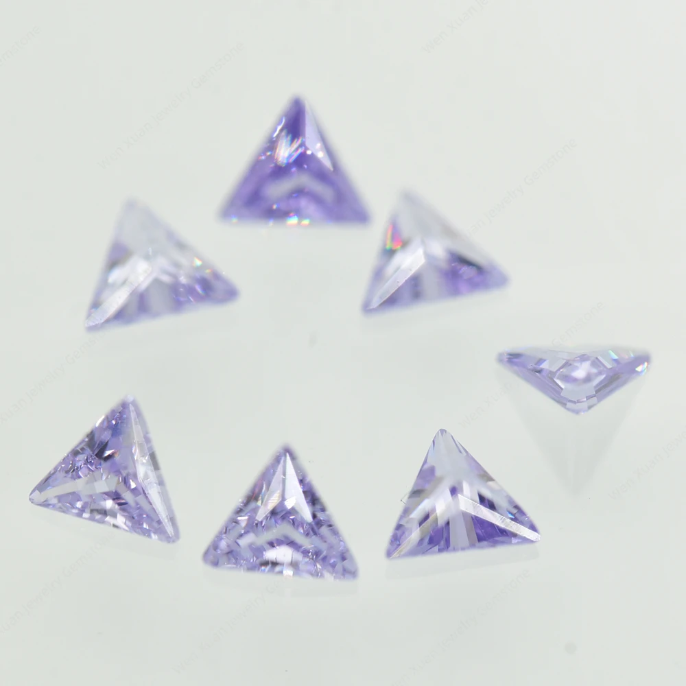 5A Lavender Triangle Cut Loose Cubic Zirconia 3x3-12x12mm Brilliant Cut Loose CZ Stone Synthetic Gems Beads DIY for Jewelry