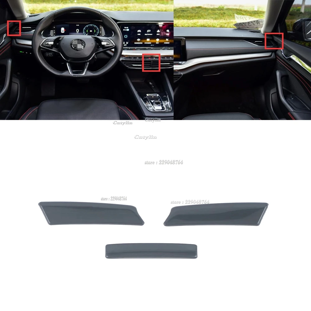 Dla Skoda Octavia Mk4 RS Pro 2021 2022 wyposażenie wnętrz przednia odpowietrznik Bezel taśmy dekoracji garnitur pokrywa osłonowa akcesoria