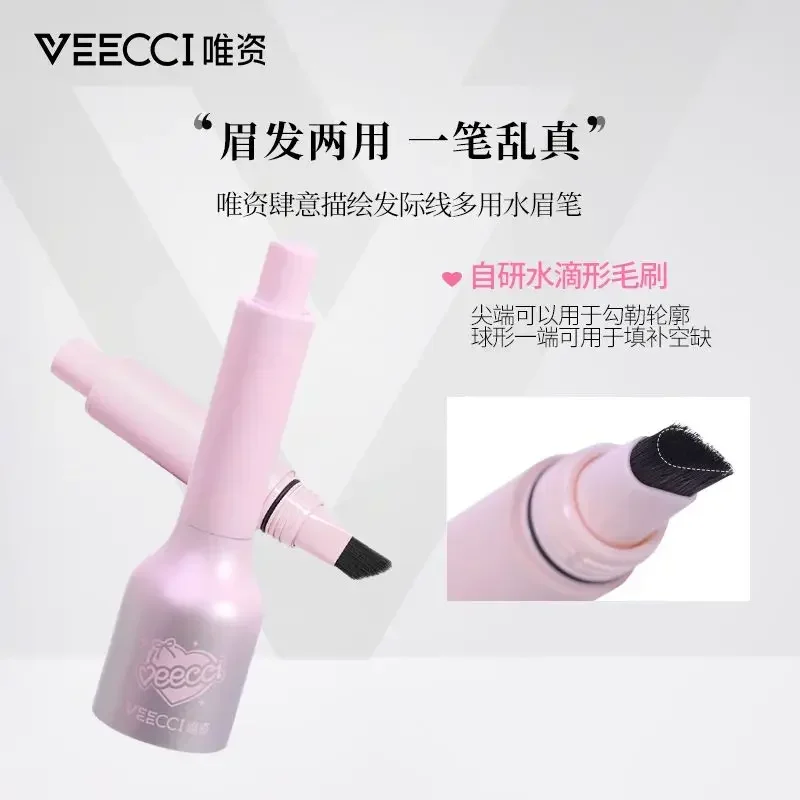 VEECCI 2IN1 Waterproof Hairline Eyebrow Pencil Angled Brush Quick Drying Eyebrow Tint Long Lasting Makeup