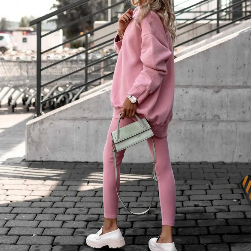 Oversized Lady bluza garnitury damskie dresy Casual O-neck z długim rękawem swetry dresowe dwa kawałki termiczny zestaw dresowy