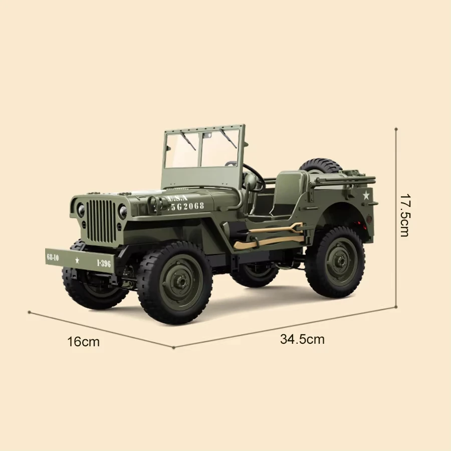 JJRC-Voiture militaire radiocommandée, modèle C8815, Jeep Willile 1941, échelle 1/10G, véhicule de simulation et d'escalade, jouets, camion télécommandé, 2.4