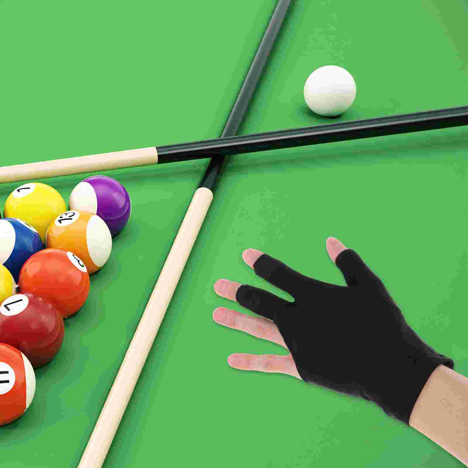 

2Pcs Pool Gloves Left Hand Fingerless Billiard Snooker Glove Black High Elasticity Sports Accessories Pool Game Glove