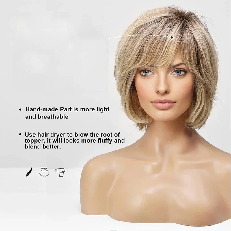 Synthetic Hair Short  Layered Straight Blonde Wigs