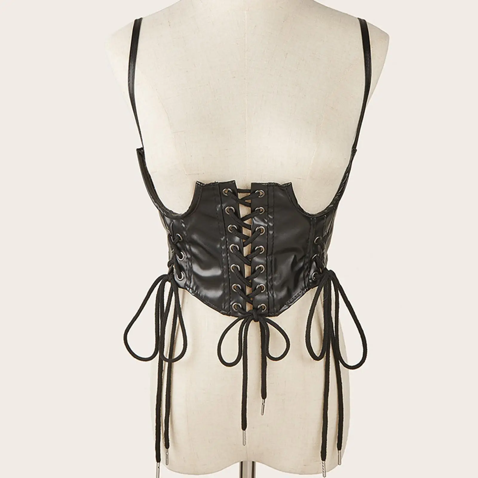 

Fashion Women Waist Belt Underbust Corset Wide Cincher Cummerbund Steampunk for Dress Ladies Waistband PU Leather