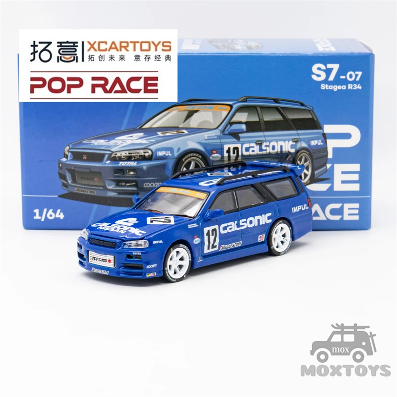 

XCarToys x Pop Race 1:64 Stagea R34-Calsonic #12 Blue Diecast Model Car