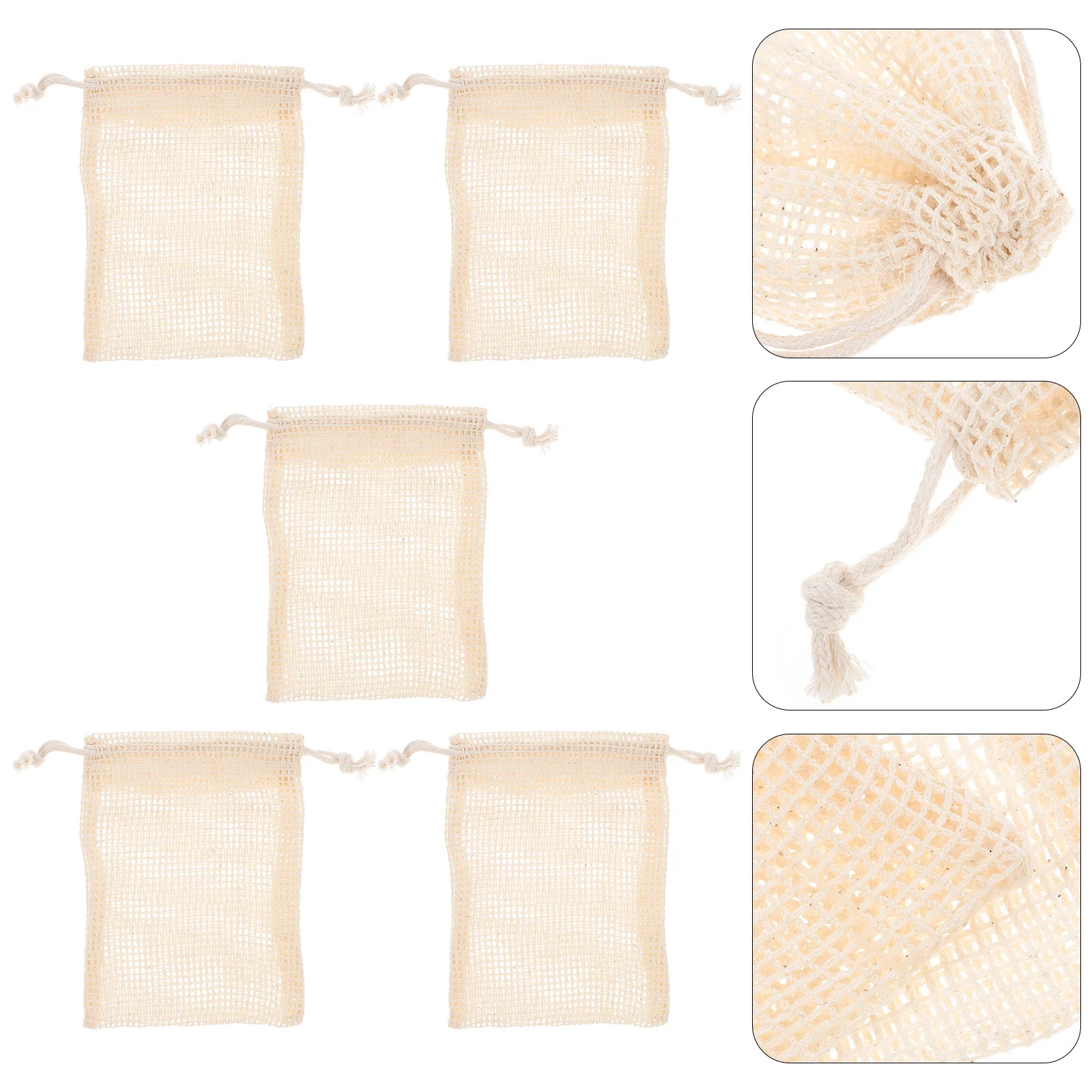 

5Pcs Reusable Mesh Soap Pouches for Bathing Foaming and Exfoliating Cotton Linen Soap Storage Bags Shower Use Bubble Making