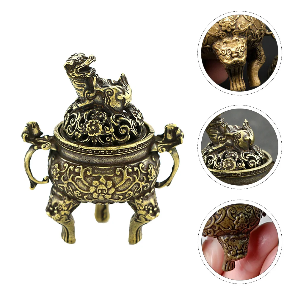 

1Pcs Brass Incense Burner Censer Decor Brown Small Aroma Burner for Tea Ceremony Home Office Living Room Dining