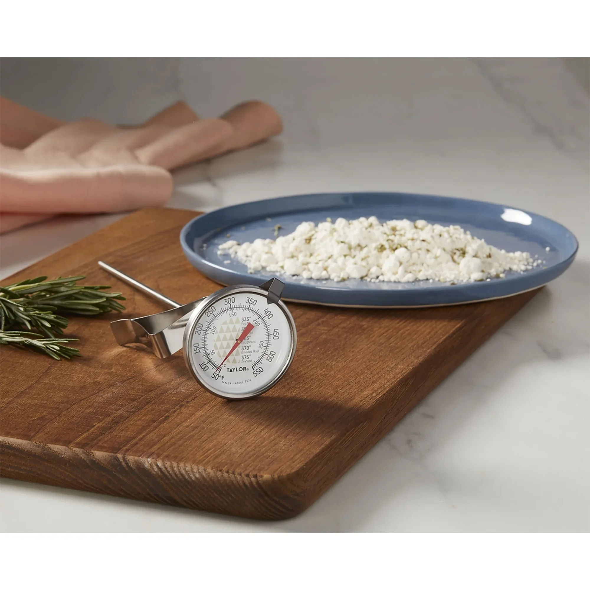 ميزان حرارة تناظري كاندي آند ديب فراي مع مشبك مقلاة قابل للتعديل، قرص 1.75 بوصة للتحكم الدقيق في درجة الحرارة، من الفولاذ المقاوم للصدأ