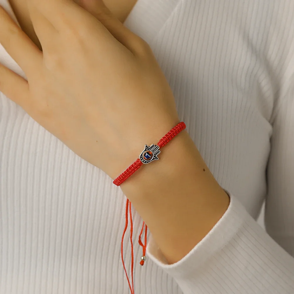 New Prayer Hand of Fatima Evil Eye Braiding Bracelet Red Black Blue Color Nylon Thread Lucky Couple Bracelet Jewelry Men Women