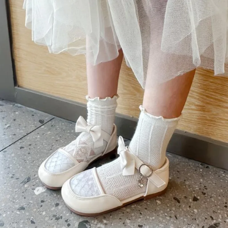 

Girls' Baotou Sandals Summer 2024 New Style Princess Shoes Spring Autumn Children Soft Soled Single Shoes Show with Dress Flats