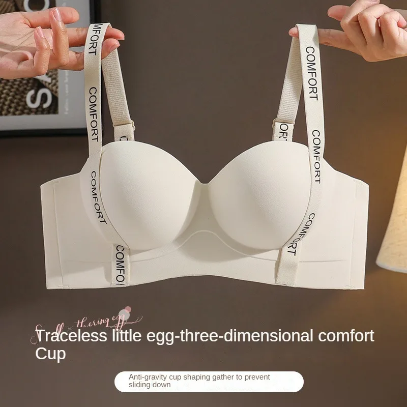 Non-mark Underwear Women Gather Small Chest Flat Chest Large No Steel Ring on The Support Bra Set Breast Anti-sagging Bra