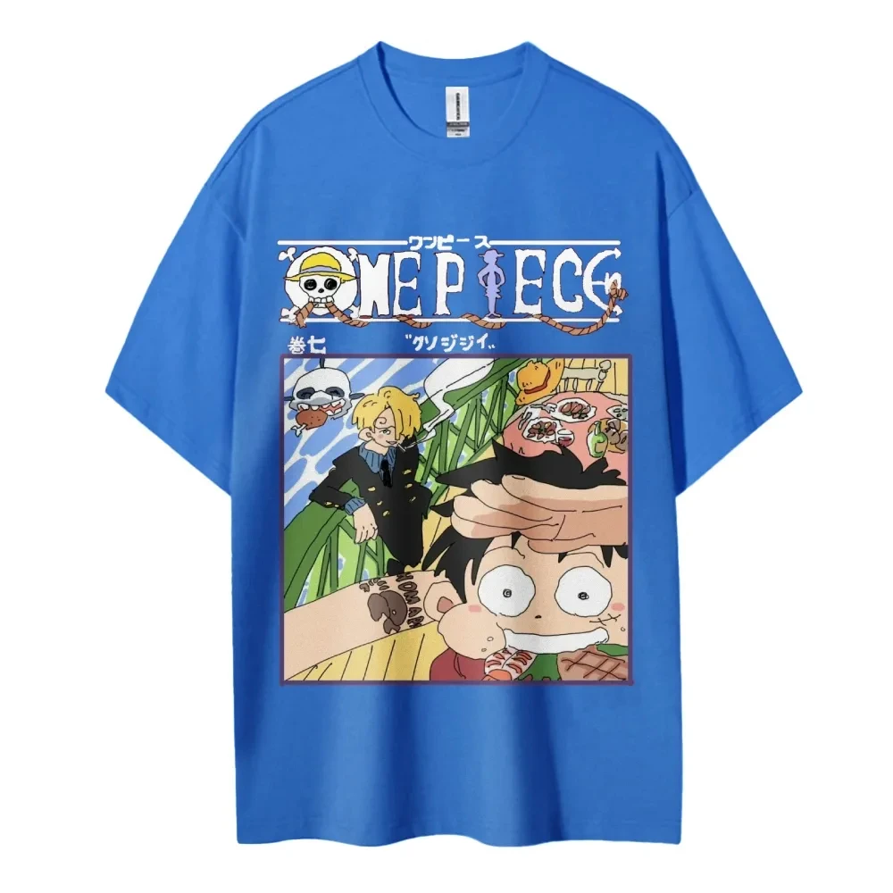 Oversized vintage uma peça masculina e feminina 2026 novo anime impresso americano na moda casual pai criança manga curta camiseta