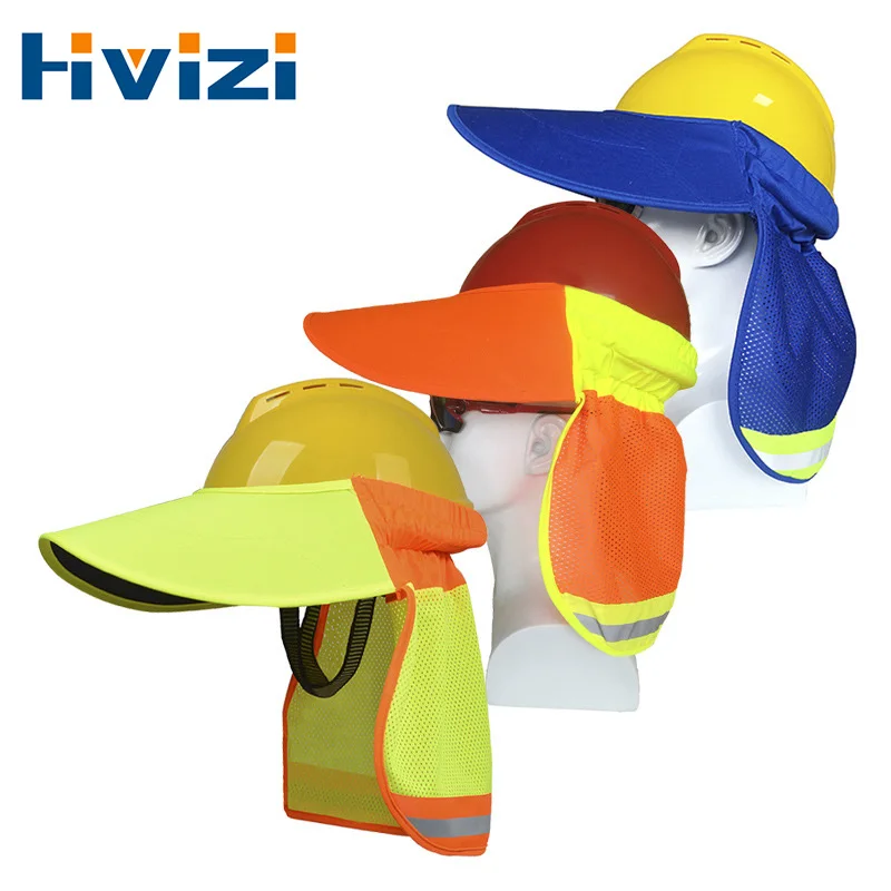 Sunshade Outdoor Construction Safety Hard Hat Sun Shade Neck Shield Reflective Stripe Protective Helmets Shield Dropshipping