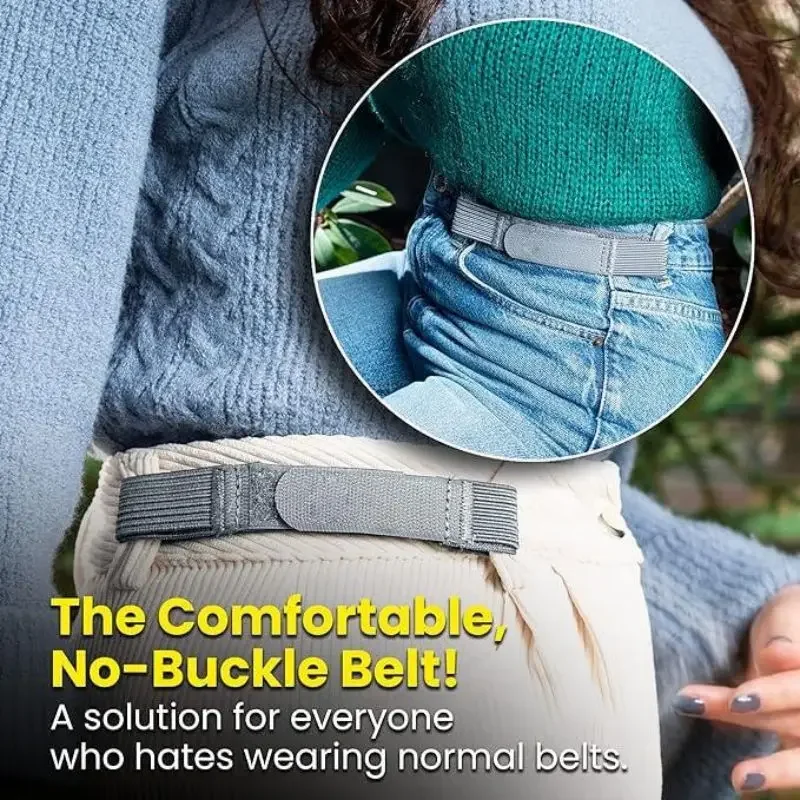 

No Buckle Belt Stretch Elastic Jeans Belt Lazy Invisible Belt Unisex Universal Sturdy and Non-slip Elastic Belt
