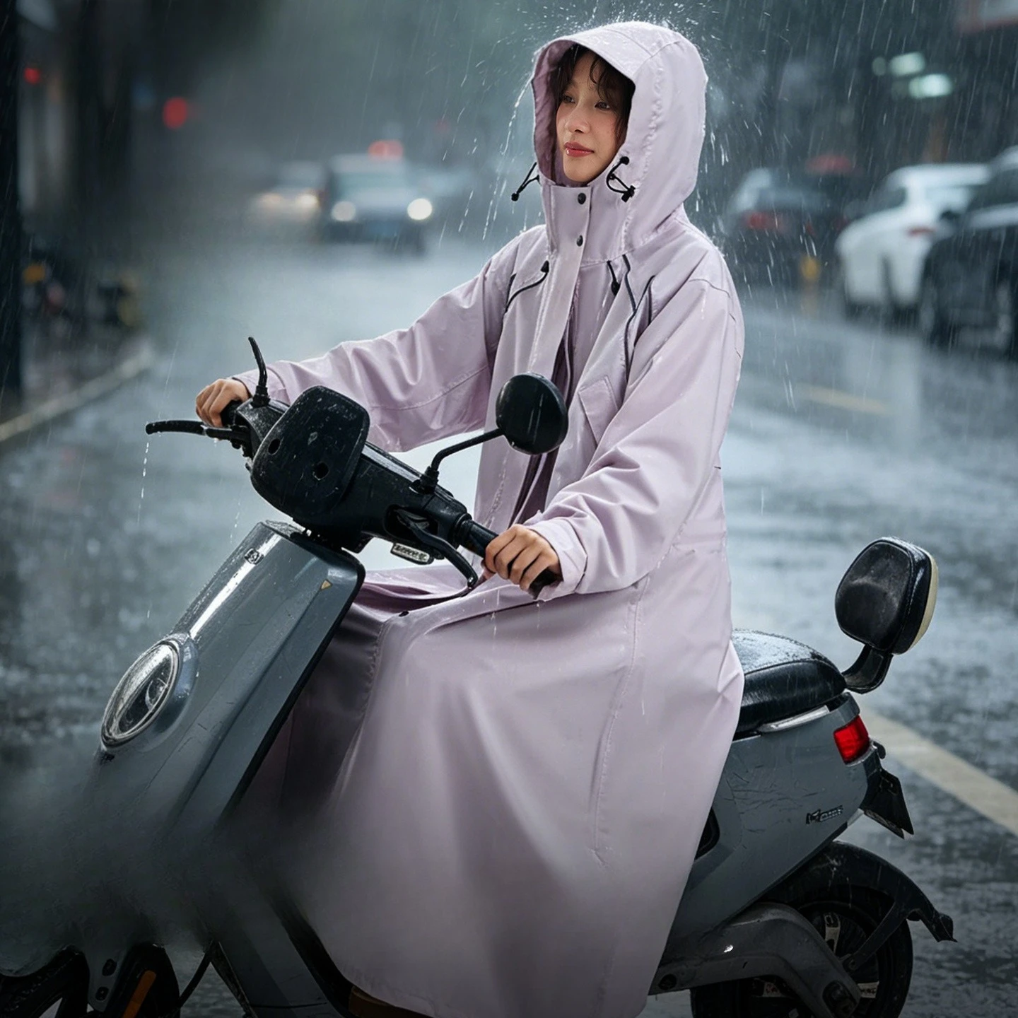 Cycling Gear In Rain - Langer, vollständig regendichter Regenmantel für Erwachsene,
