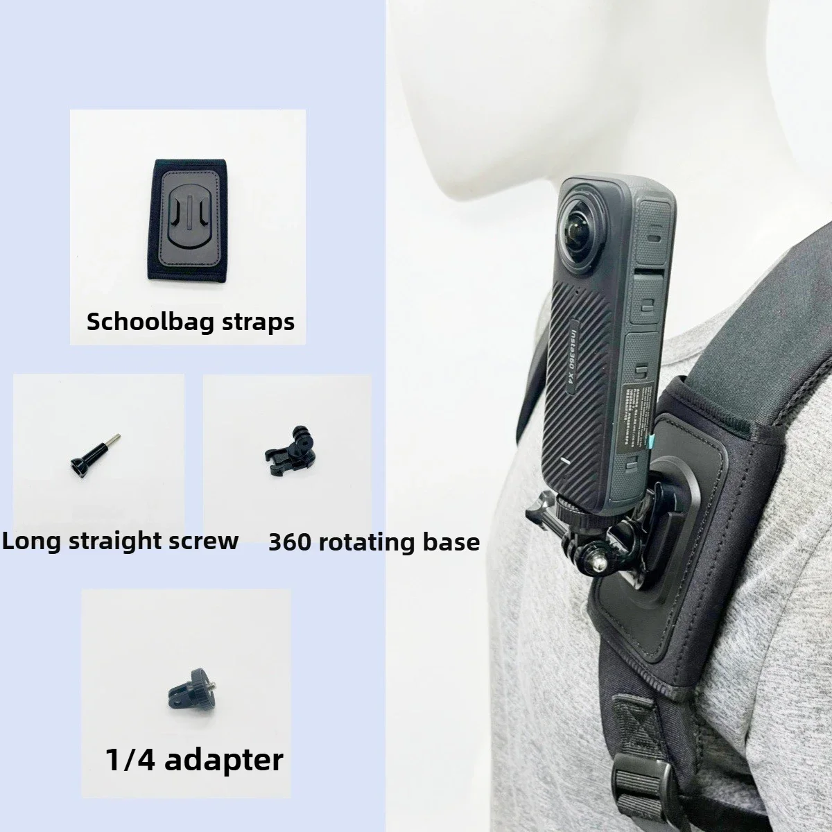 360 Rotation Backpack Shoulder Strap Mount for GoPro
