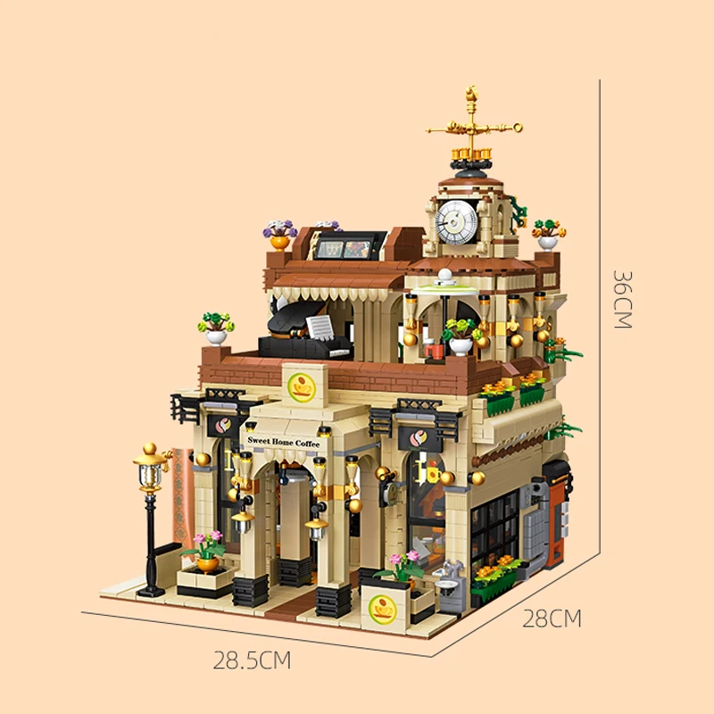 IN magazzino 89120 MOC City Street View Cafe Building Blocks Model House Bricks giocattoli fai da te per ragazzi Set regalo di natale