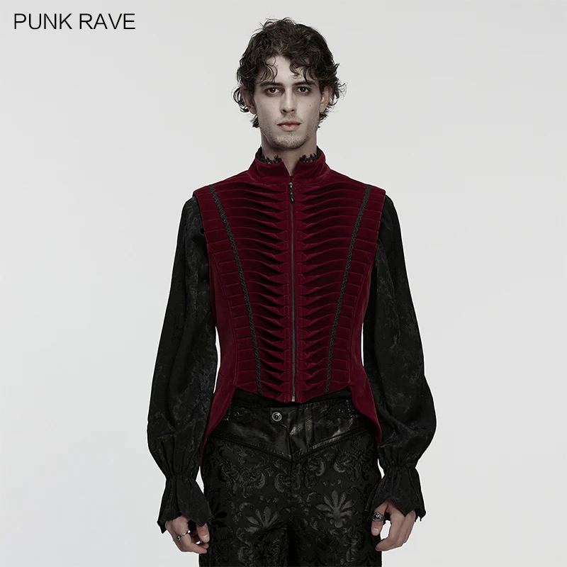 

PUNK RAVE женский готический 3D плиссированный роскошный фрак жилет благородный темпераментный воротник кружевные элегантные вечерние блузки два цвета