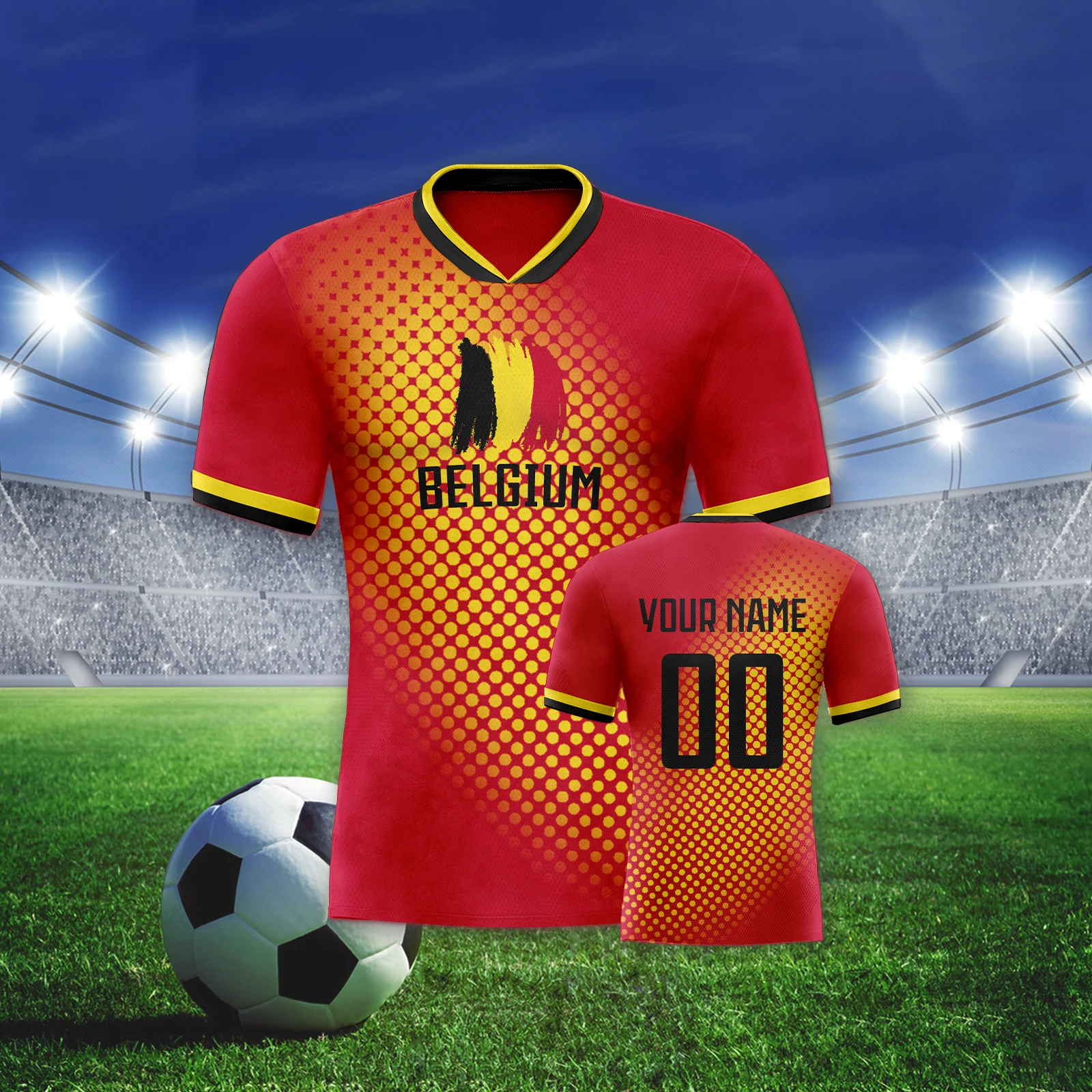 Custom Belgium Football Shirts for Men Women Youth Breathable Soccer Jersey Personalized Name Number Tracksuit Sports Fans Gift