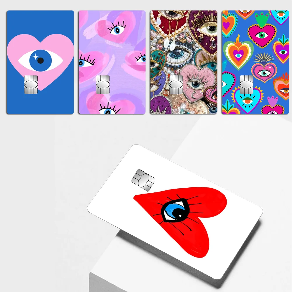 Autocollants cœurs en forme d'oeil de dinde, adaptés aux grandes cartes à puce, cartes de bus, cartes bancaires, ne se décolore pas et imperméables