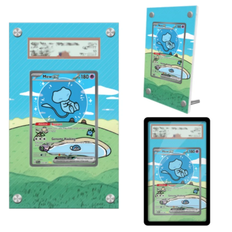 Expositor de Arte Anime para Pokémon Escarlata y Violeta Mew, Regalos de Arte Expandido del Juego Anime, Estuche Protector de Acrílico, Llavero, Nivel de Evaluación