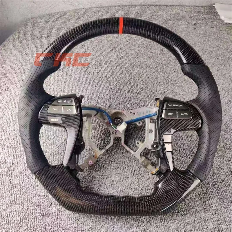 

Руль для Toyota Camry 2011 года, индивидуальный дизайн, черная кожа с красной центральной полосой, карбон, аксессуары для автомобиля