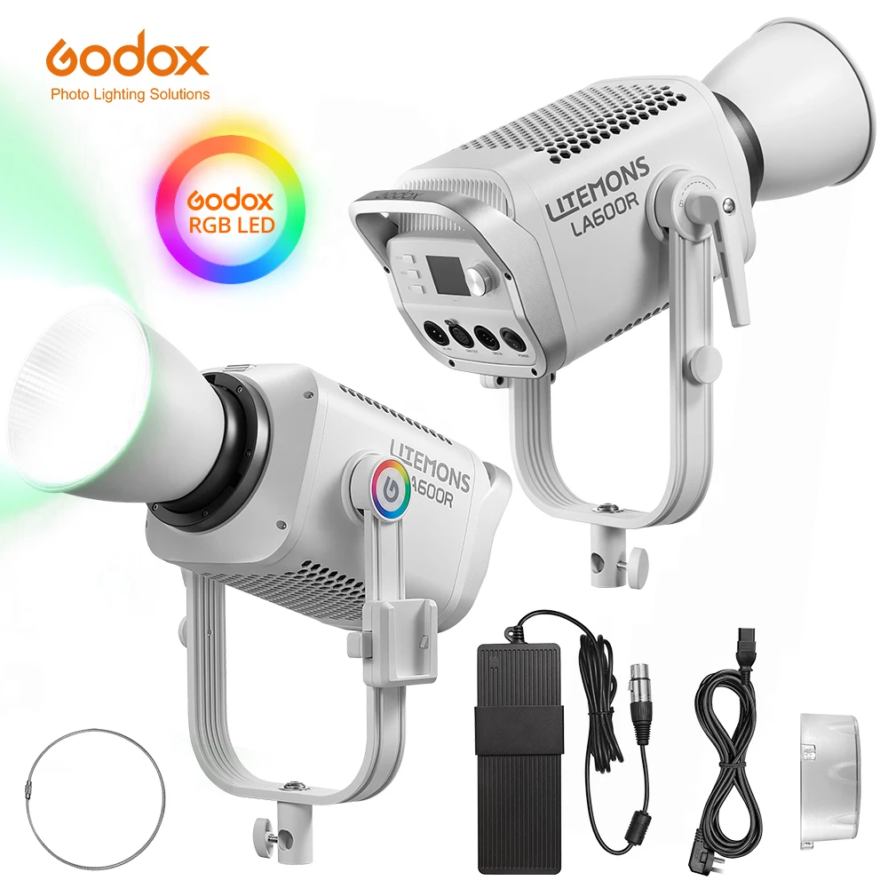 تدعم مصابيح الفيديو Godox LA600R وLA600BI 600w RGB بالألوان الكاملة LED COB أوضاع متعددة بما في ذلك HSI/RGBW/GEL/FX