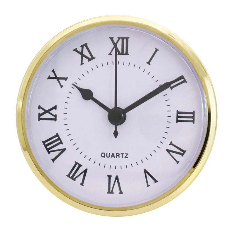 Golden for Rim 90mm Clock Insert Embedded Mini Wall Clock for Head DIY Movement with Roman Number Tools