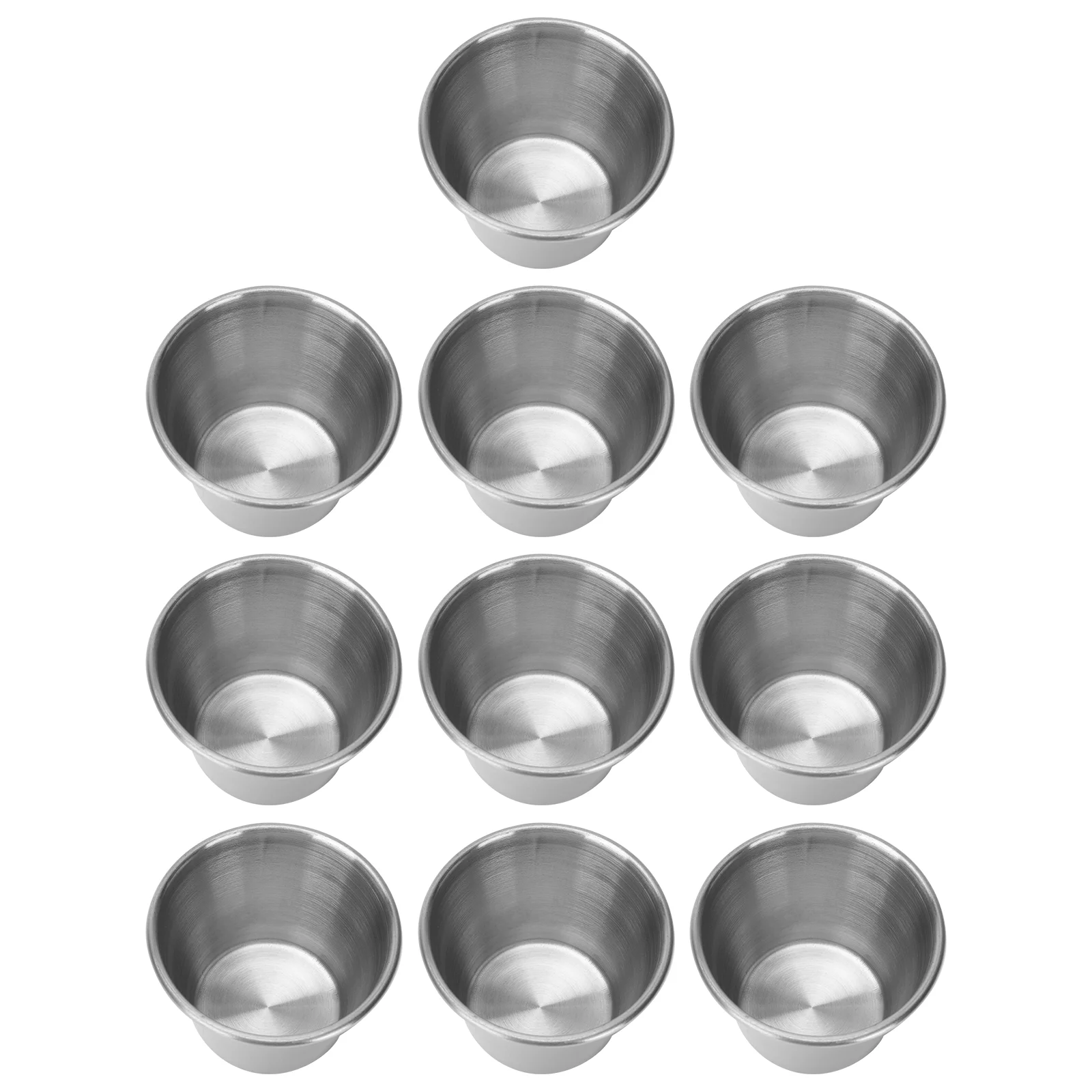 

10 Pcs Stainless Steel Snack Sauce Bowl Measuring Cup Condiment Cups Mini Dipping Deep Depth Rounded Smooth Multiple