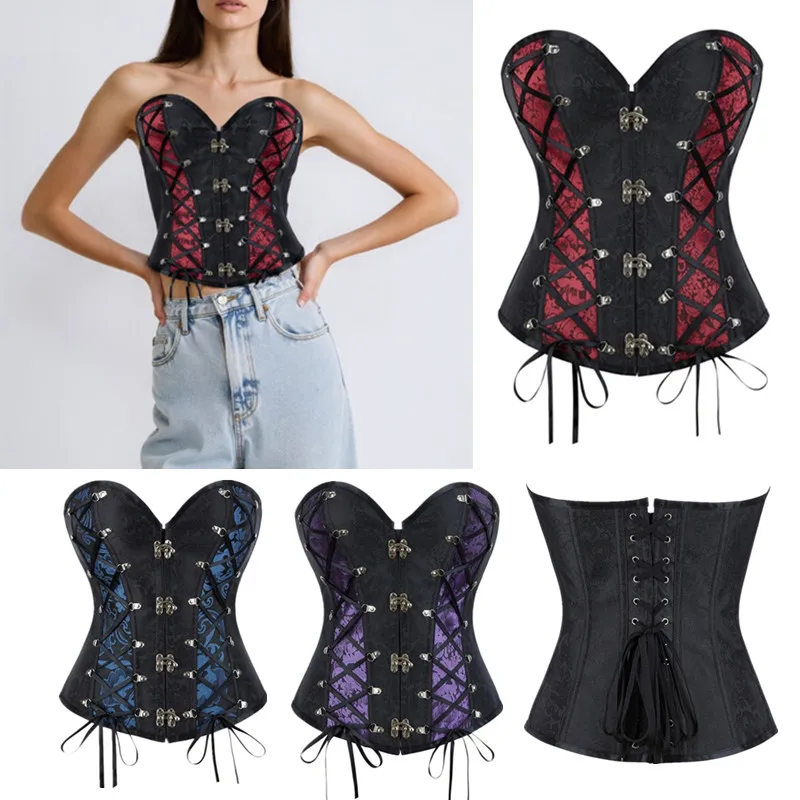 

New Gothic Lace-up Women's Full Breast Corset Top Adjustable Retro Victorian Corset Body Tummy Control Corset Party Costumes