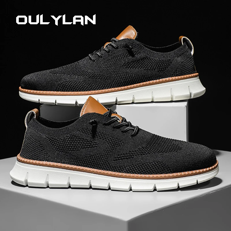 

Oulylan Men Shoes Spring Comfortable Flying Weaving Mesh Design Men's Slip On Shoes Male Casual Sneakers Large size 39-48