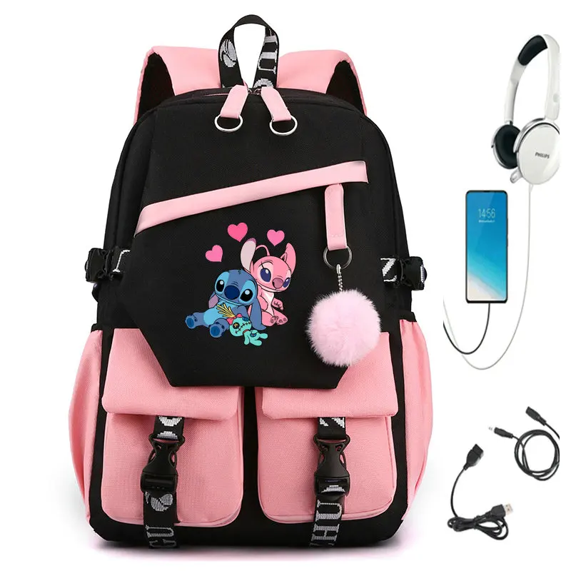 Lilo Stitch plecak z nadrukiem Cartoon Student nastolatki Bookbag plecak sportowy dla chłopca plecak dziewczęcy Laptop nastolatki tornister podróżny