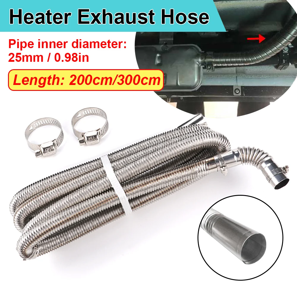 

60cm 200cm 300cm Air Diesel Parking Heater Stainless Steel Exhaust Pipe Connector with Clip for Heater Car Truck Heating Parts