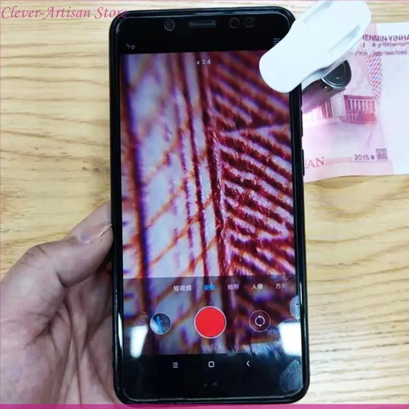 E06B 60x mini clip teléfono móvil microscopio lepa led led led lente óptica microscopio microscopio celular microscop