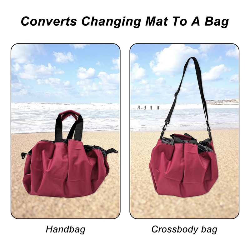 UPSURF 2-in-1 Wetsuit Changing Mat Bag Waterproof Drawstring Beach Bag Portable Removable Shoulder Strap for Surfing Diving