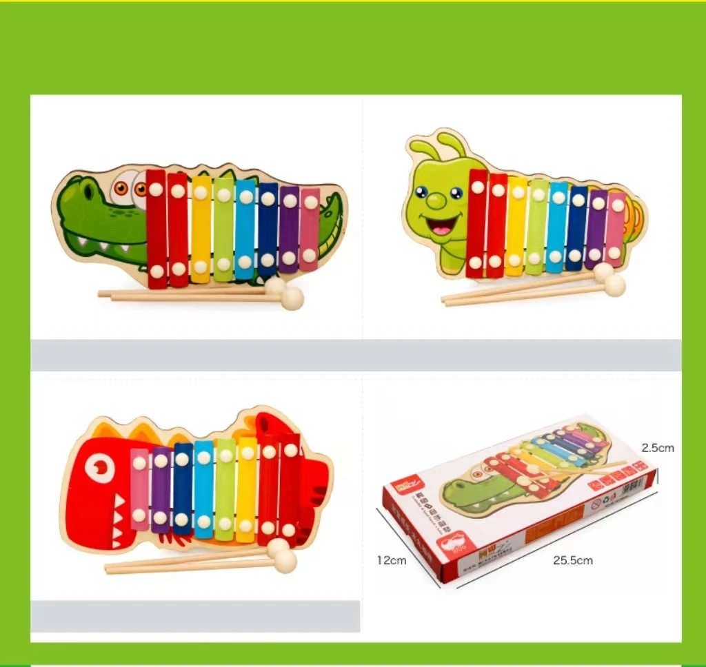 TongYueFun Children Musical Toys Wooden Xylophone Animal Crocodiles Preschool Early Learning Education Toys For Activities Baby