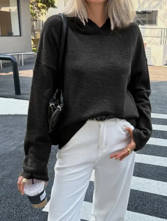 Women's Clothing Autumn Winter 2025 Leisure Vacation Solid Color Long Sleeved Sweatshirt Jacket Woolen Simple and Elegant Hoodie