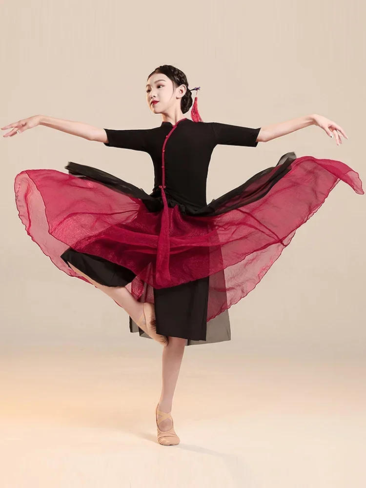 Elegante ombrello abbigliamento da ballo bambini tradizionale stile cinese costume di danza classica Yangko Hanfu vestito spettacolo teatrale