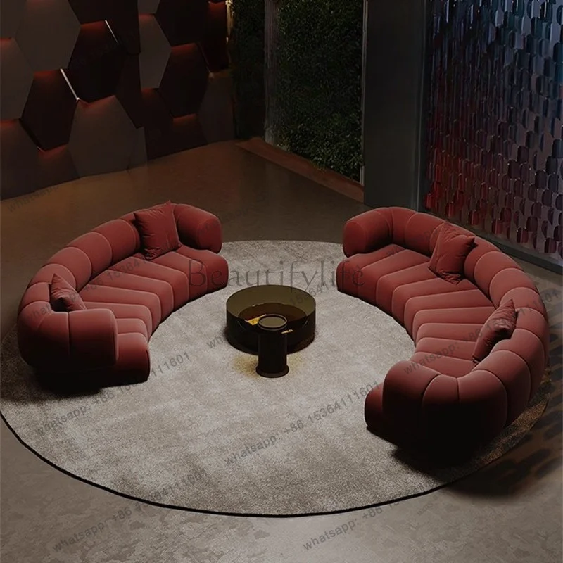 Factory Direct Sales Nordic Semi Circular Arc Sofa Modern Designer Beauty Salon Reception Office Sofa Hotel Rest Area Office Fur