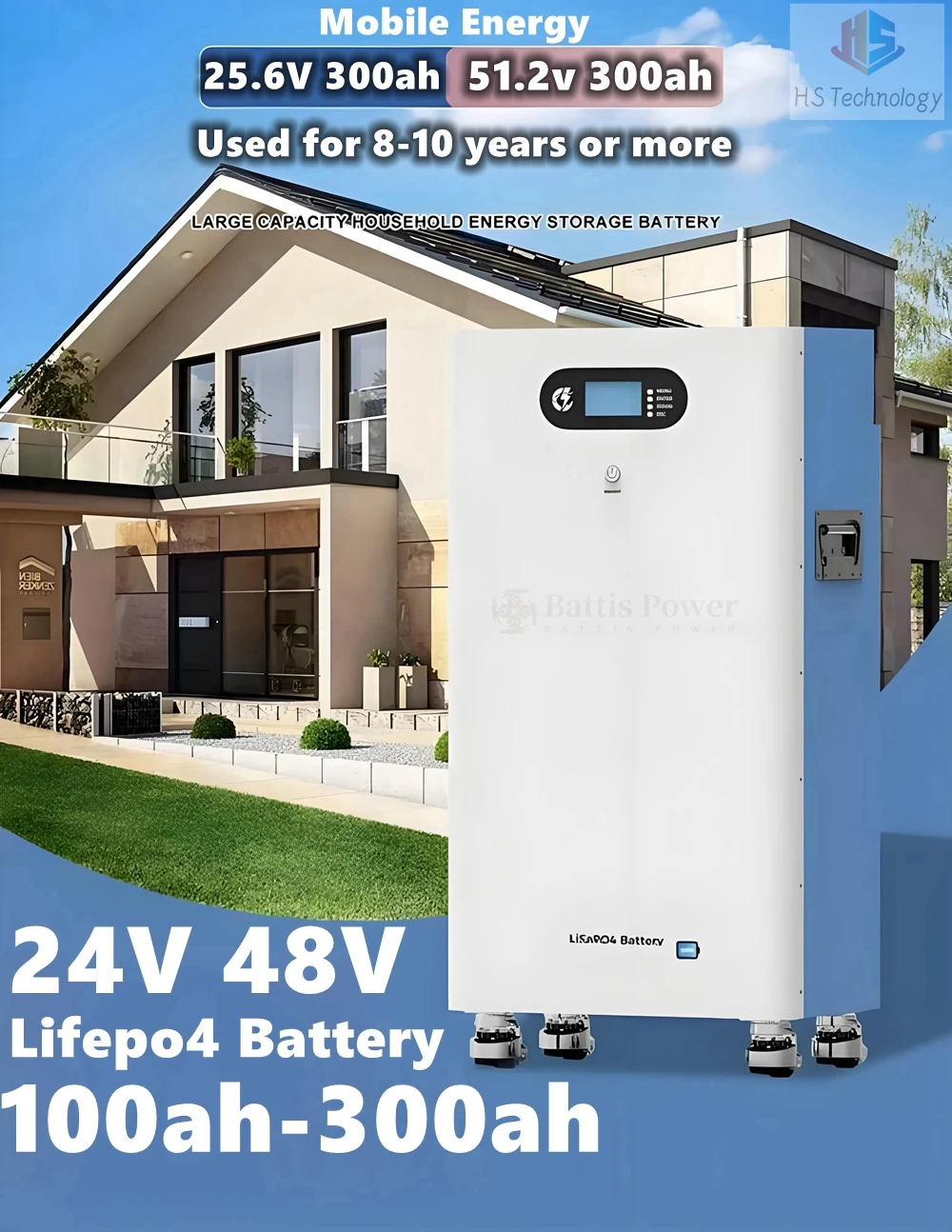 

Аккумулятор LiFePO4 24В 48В 25.6В 300Ач 51.2В 300Ач: мобильное хранилище энергии! Адаптация солнечной энергии для домашней аварийной подготовки/экстренных ситуаций на открытом воздухе