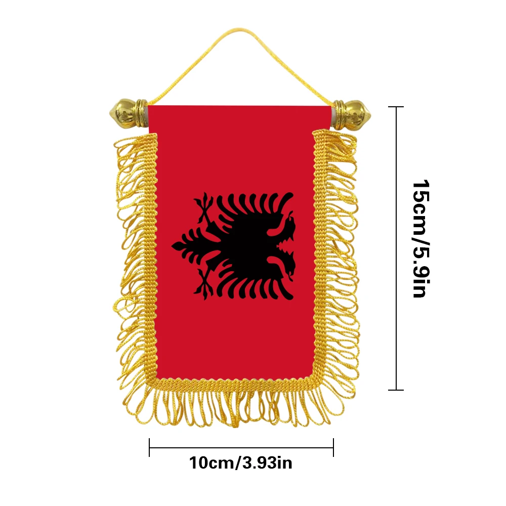 Albania small hanging flag 10x15cm triangular flag car decoration hanging flag double-sided pattern with suction cup