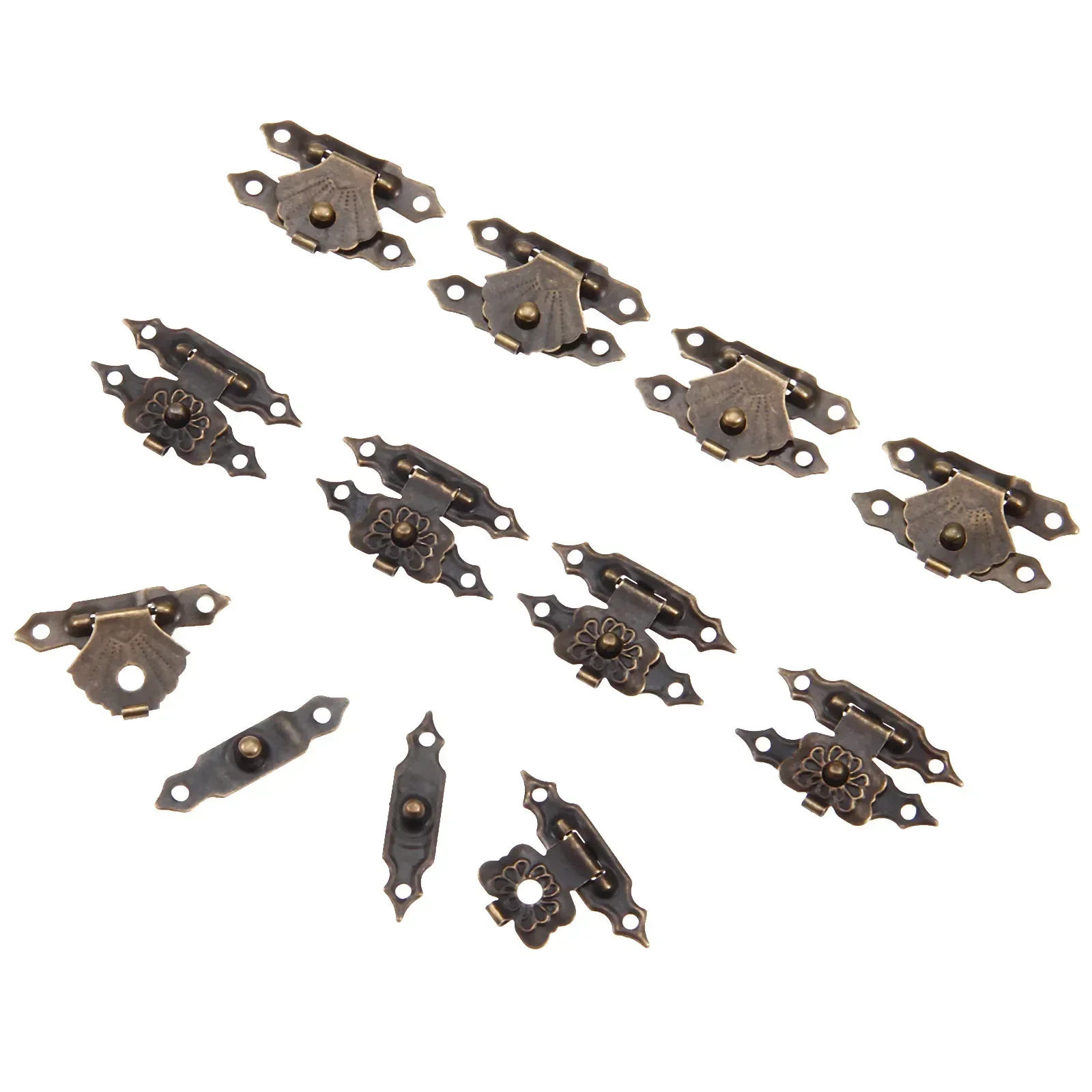 10 Pcs Antique Bronze Iron Jewelry Box Padlock Hasps Latch Clasp Lock Wooden Wine Gift Box Buckle Furniture Hardware 30*18mm