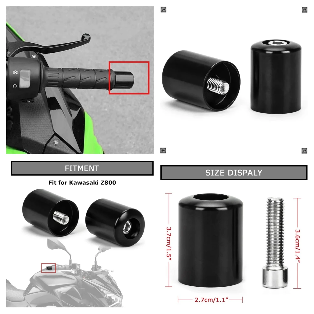 

Motorcycle Handlebar Grips MTB Bar Ends Plugs for Kawasaki Z800 Z1000 Z900 Z750 Z650 Z300 (Black)