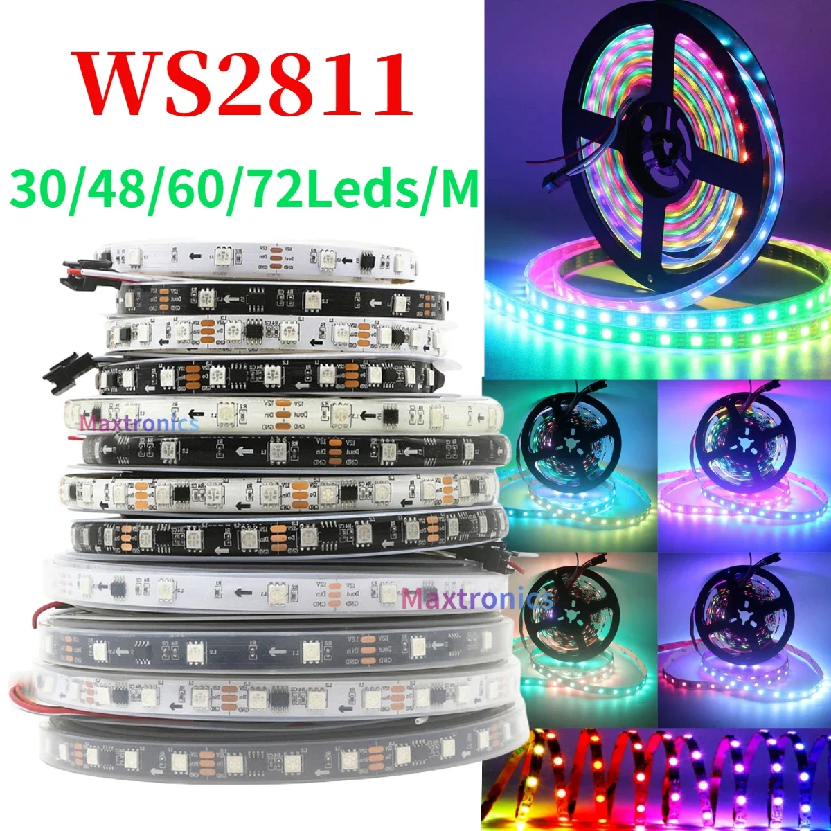 

5M WS2811 RGB LED Strip Light 5050SMD 30/48/60/72Leds/m Led Strip Pixel External 1IC Control 3 Addressable Led Strip Lamp DC12V