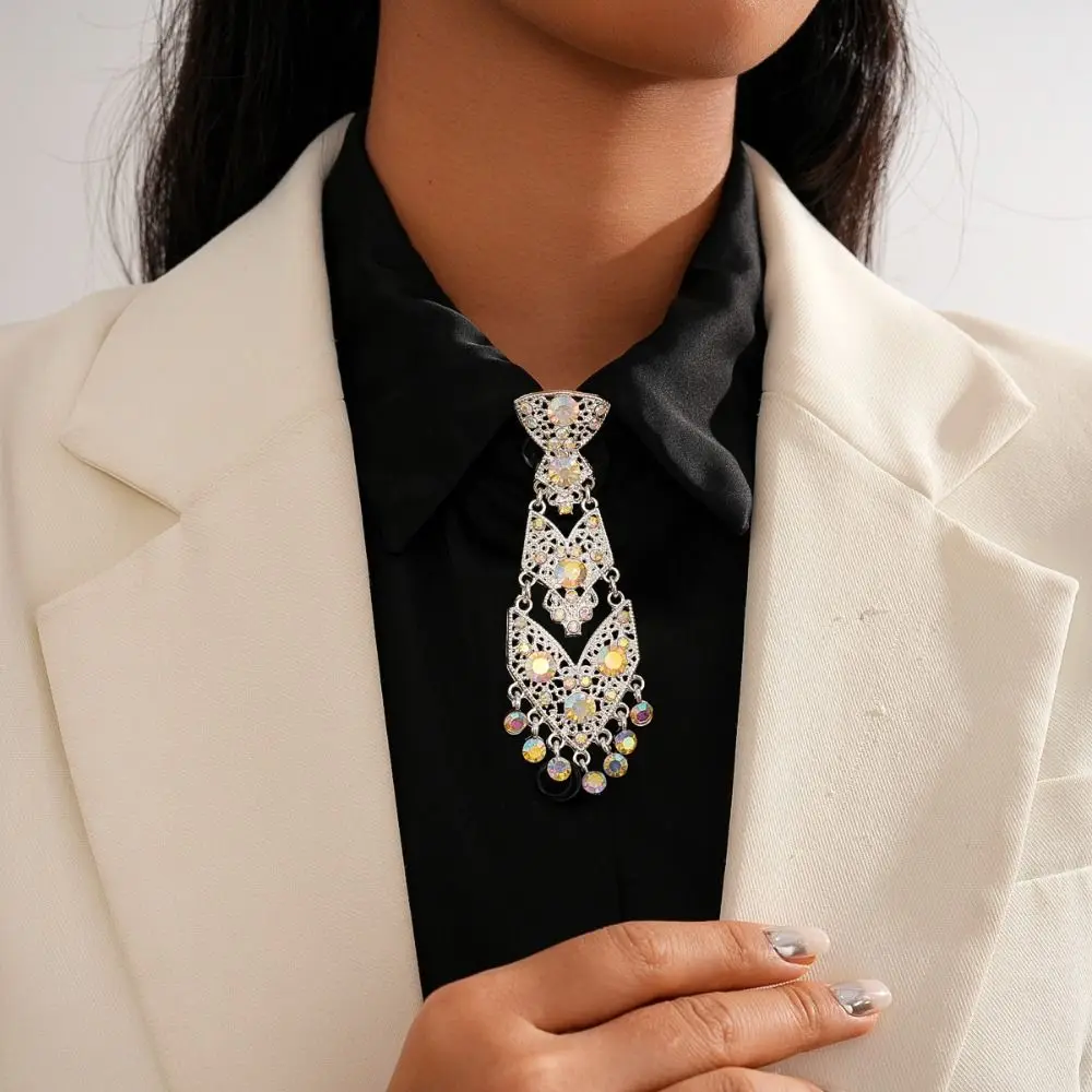 

Регулируемый галстук со стразами и кисточками, роскошные деловые галстуки, аксессуары для костюма, галстук с кристаллами в джентльменском стиле, деловой костюм