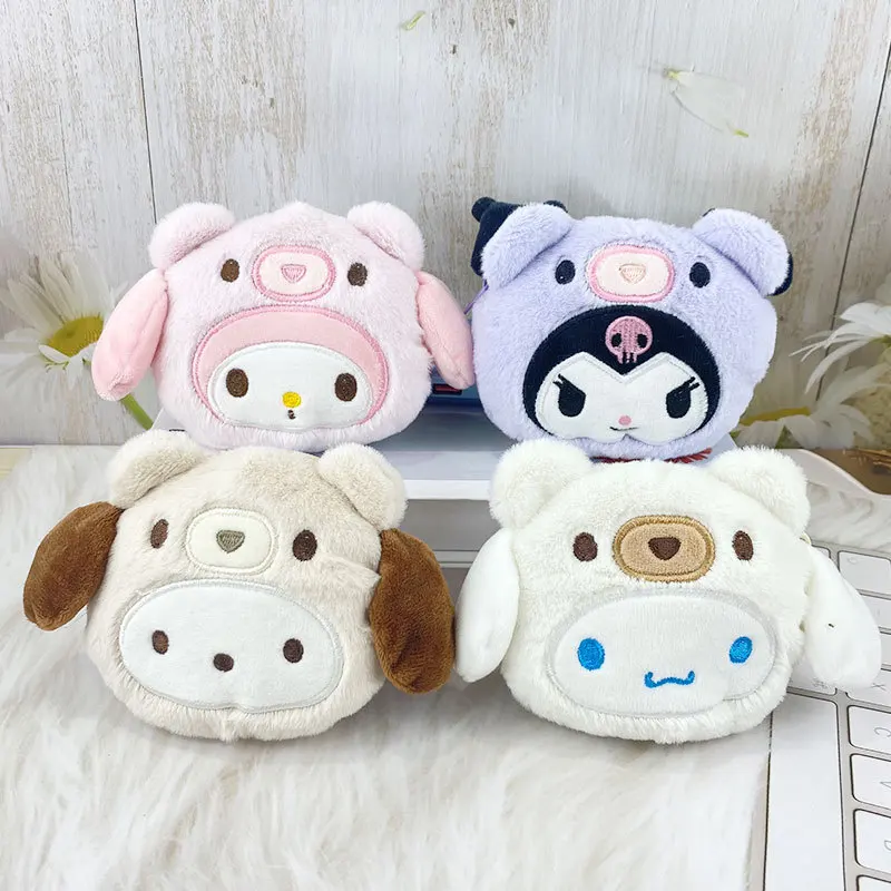 Cartoon Dressed Plush Coin Purse Pendant Creative Sanrio Headphone Storage Bag Claw Machine Doll As Birthday Gift for Friend